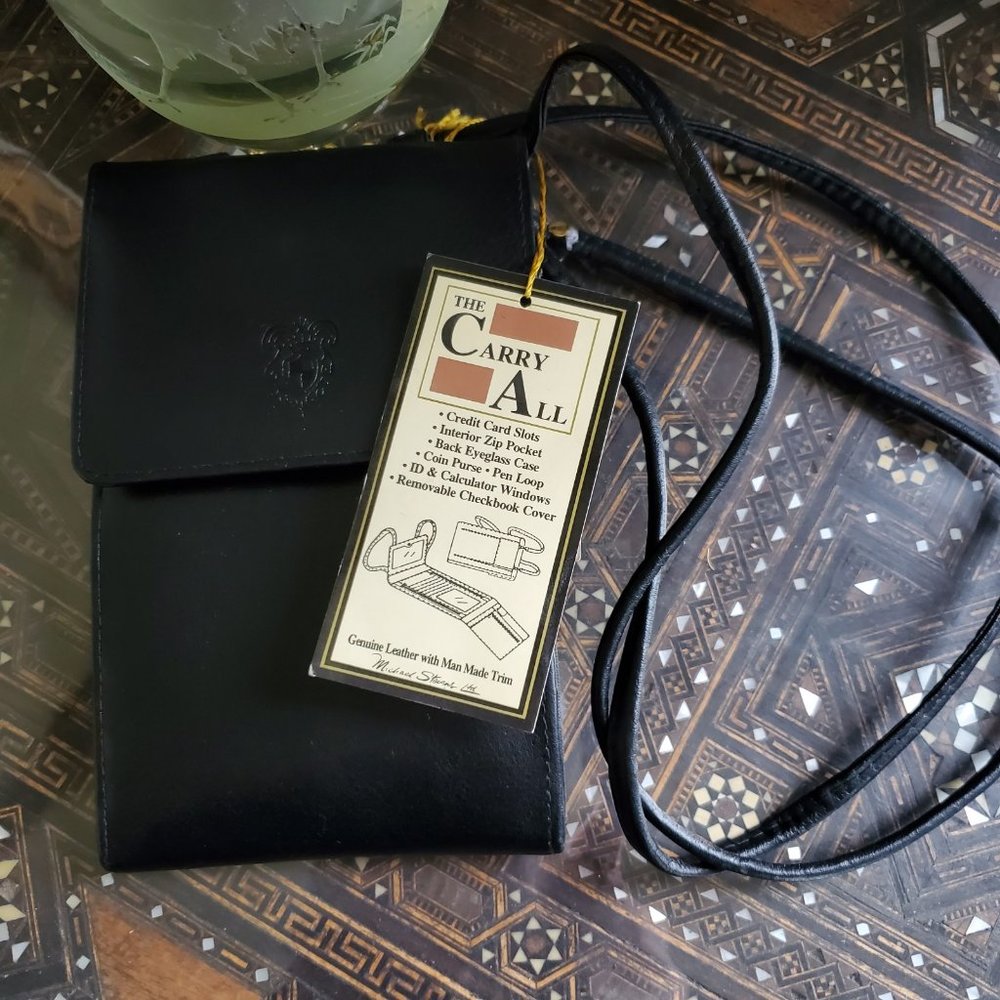 NWT Michael Stevens black leather Carry All